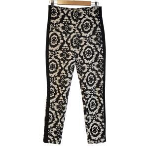 Bandolera Brocade Pants Women Black‎ & White Geometric Indie Artsy EU 36 US 6